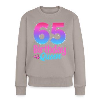 Anniversaire Reine 65 Geburtstag - Pull Premium bio Femme - taupe - Devant - Julia (174cm)