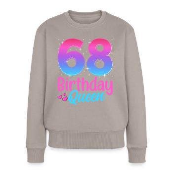 Anniversaire Reine 68 Geburtstag - Pull Premium bio Femme - taupe - Devant - Julia (174cm)