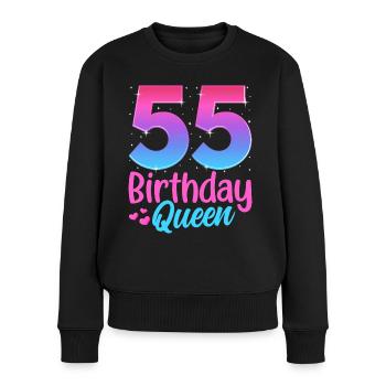 Anniversaire Reine 55 Geburtstag - Pull Premium bio Femme - noir - Devant - Julia (174cm)