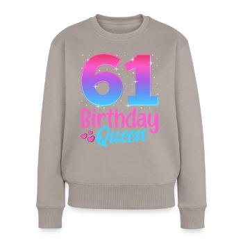 Anniversaire Reine 61 Geburtstag - Pull Premium bio Femme - taupe - Devant - Julia (174cm)