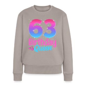 Anniversaire Queen 63 Geburtstag - Pull Premium bio Femme - taupe - Devant - Julia (174cm)