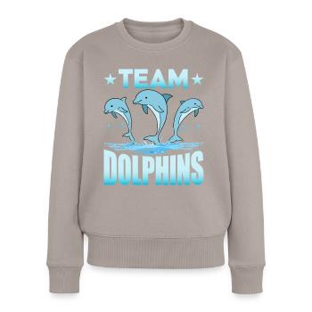 Team Dolphins - Frauen Premium Bio Pullover - Taupe - Vorne - Julia (174cm)