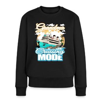 Mamie en mode croisière - Excursion en bateau - Pull Premium bio Femme - noir - Devant - Julia (174cm)