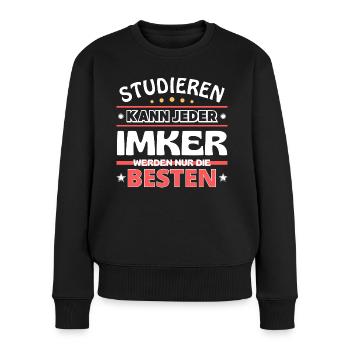 Nur die Besten werden Imker - Frauen Premium Bio Pullover - Schwarz - Vorne - Julia (174cm)