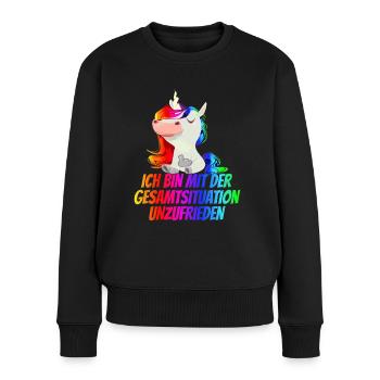 Ich bin mit der Gesamtsituation Unzufrieden - - Frauen Premium Bio Pullover - Schwarz - Vorne - Julia (174cm)