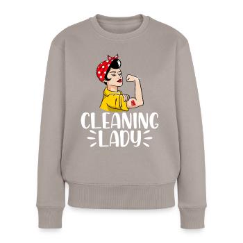 Cleaning Lady - Frauen Premium Bio Pullover - Taupe - Vorne - Julia (174cm)
