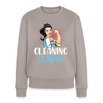 Cleaning Lady - Frauen Premium Bio Pullover - Taupe - Vorne - Julia (174cm)