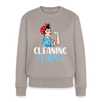 Cleaning Lady - Frauen Premium Bio Pullover - Taupe - Vorne - Julia (174cm)