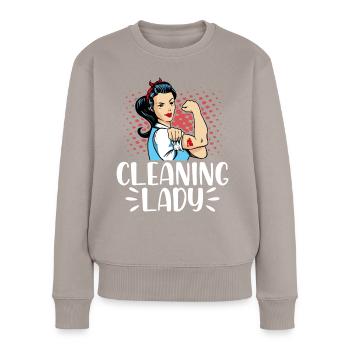 Cleaning Lady - Frauen Premium Bio Pullover - Taupe - Vorne - Julia (174cm)