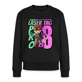 Finally 8 years old – Lasertag birthday - Women's Premium Organic Jumper - black - Front - Julia (174cm)