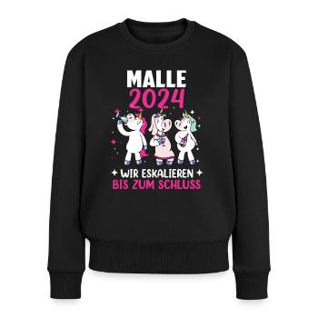 Malle 2024 - Frauen Premium Bio Pullover - Schwarz - Vorne - Julia (174cm)