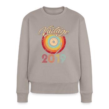 2019 Birthday Vinyl Vintage - Women's Premium Organic Jumper - taupe - Front - Julia (174cm)