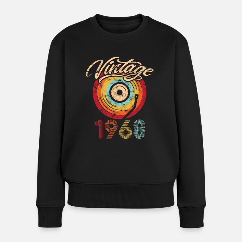 1968 Geburtstag Vinyl Vintage - Frauen Premium Bio Pullover - Schwarz