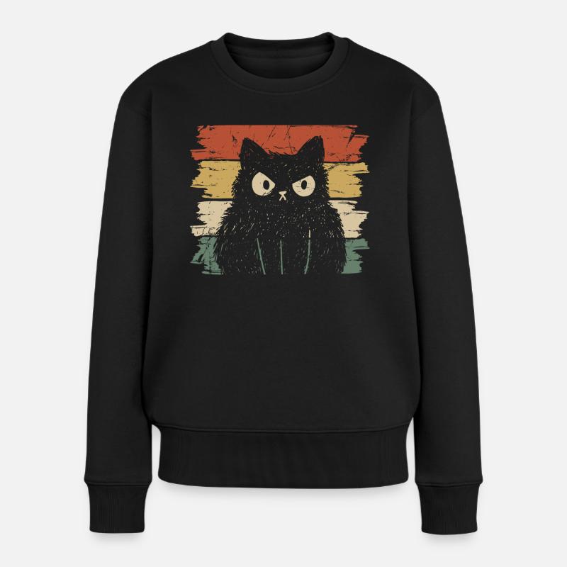 Böse Katze in Vintage - Frauen Premium Bio Pullover - Schwarz