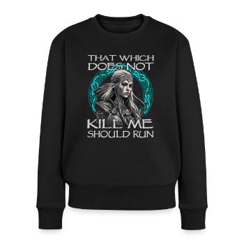 Vikings | Vikinger nordique | Bouclier Maiden - Pull Premium bio Femme - noir - Devant - Julia (174cm)
