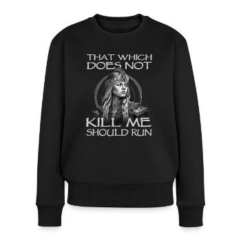 Vikings | Vikinger nordique | Bouclier Maiden - Pull Premium bio Femme - noir - Devant - Julia (174cm)