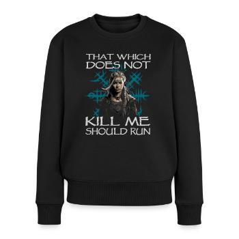 Vikings | Vikinger nordique | Bouclier Maiden - Pull Premium bio Femme - noir - Devant - Julia (174cm)
