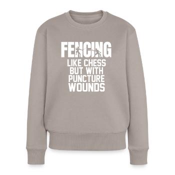 Funny Fencing Duel - Frauen Premium Bio Pullover - Taupe - Vorne - Julia (174cm)