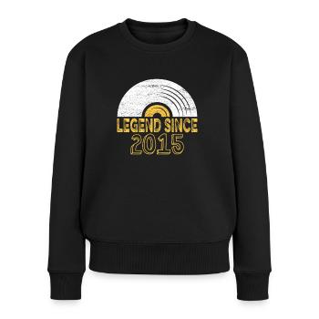 2015 Geburtstag Vinyl Legend since - Frauen Premium Bio Pullover - Schwarz - Vorne - Julia (174cm)