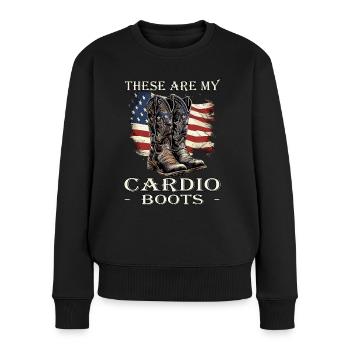 Line Dance is my Cadio Country Music Line Dancing - Frauen Premium Bio Pullover - Schwarz - Vorne - Julia (174cm)