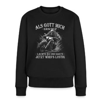 Motorrad | Motorradfahrer & Biker Spüche - Frauen Premium Bio Pullover - Schwarz - Vorne - Julia (174cm)
