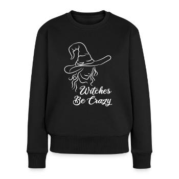 Sorcières Soyez folles - Pull Premium bio Femme - noir - Devant - Julia (174cm)