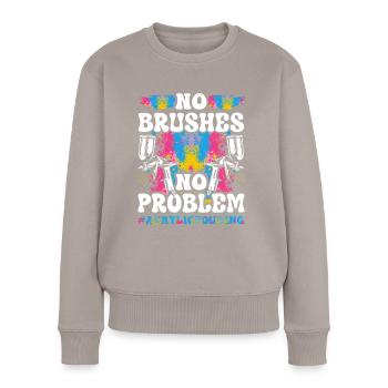 Cool Artistry Pouring Color Acrylic Painting - Women's Premium Organic Jumper - taupe - Front - Julia (174cm)