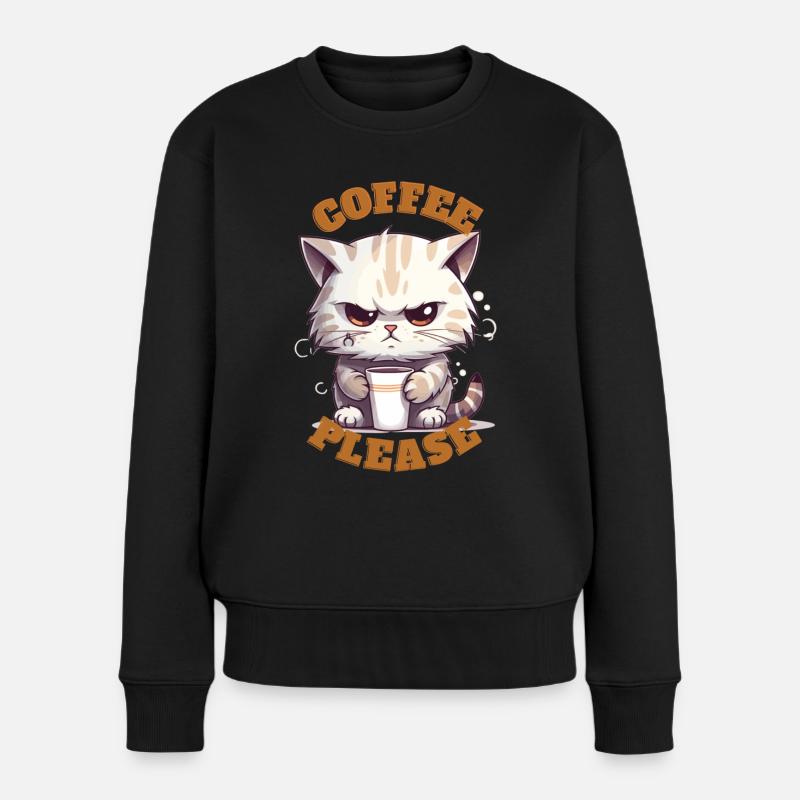 Café s’il vous plaît chat - Pull Premium bio Femme - noir