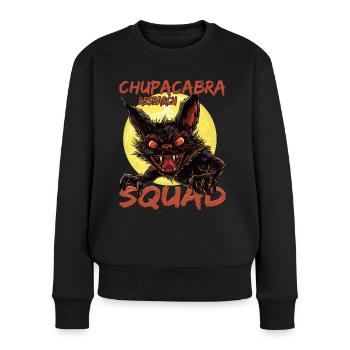 „Chupacabra Research Squad“ Mythisches Monster, - Frauen Premium Bio Pullover - Schwarz - Vorne - Julia (174cm)