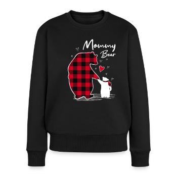 Mommy Bear - Frauen Premium Bio Pullover - Schwarz - Vorne - Julia (174cm)