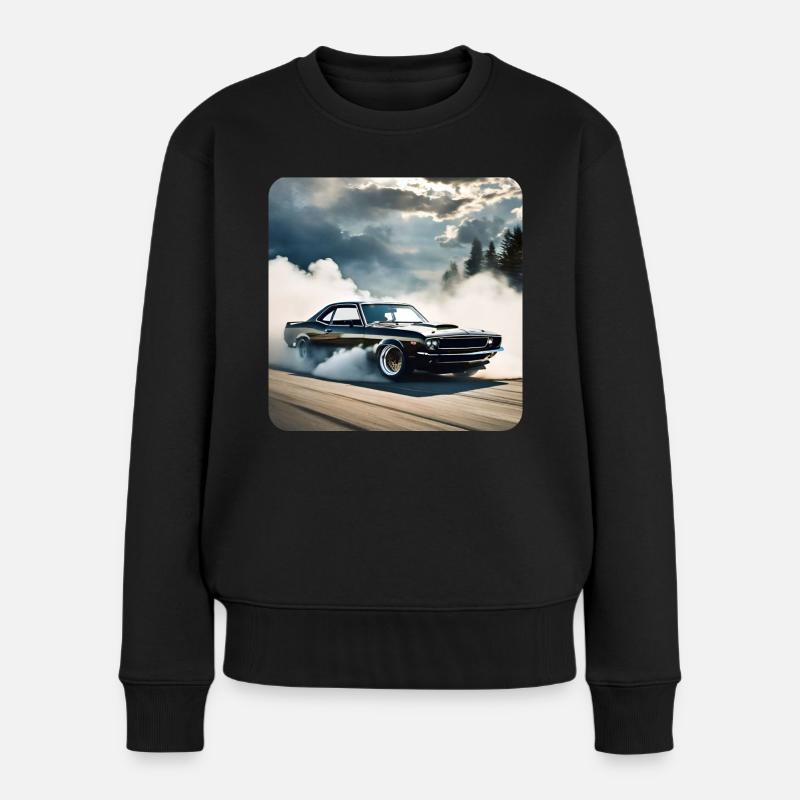 Noir Odtimer Drift Car Turbo avec Fumée - Pull Premium bio Femme - noir