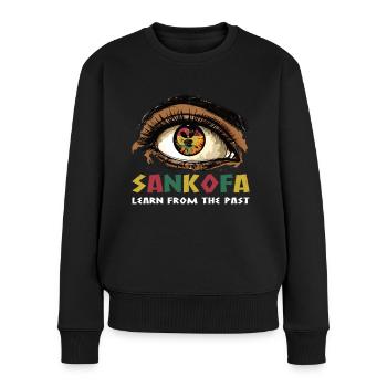 Art « Sankofa apprenant du passé » - Pull Premium bio Femme - noir - Devant - Julia (174cm)