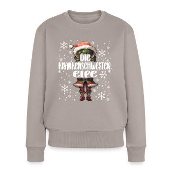 Weihnachtsoutfit Krankenschwester - Frauen Premium Bio Pullover - Taupe - Vorne - Julia (174cm)
