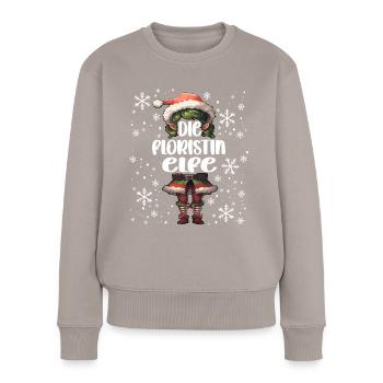 Weihnachtsoutfit Floristin Wichtel - Frauen Premium Bio Pullover - Taupe - Vorne - Julia (174cm)