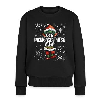 Weihnachtsoutfit Mediengestalter Wichtel - Frauen Premium Bio Pullover - Schwarz - Vorne - Julia (174cm)