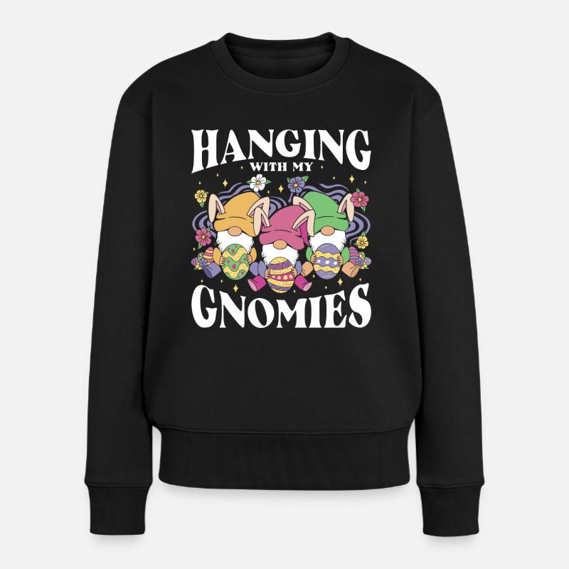 Hanging With My Gnomies - Frauen Premium Bio Pullover - Schwarz