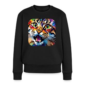 Colorful Cat Portrait - Women's Premium Organic Jumper - black - Front - Julia (174cm)