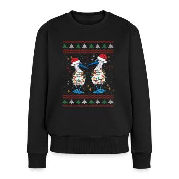 Weihnachten Blaufußtölpel Seevogel - Frauen Premium Bio Pullover - Schwarz - Vorne - Julia (174cm)