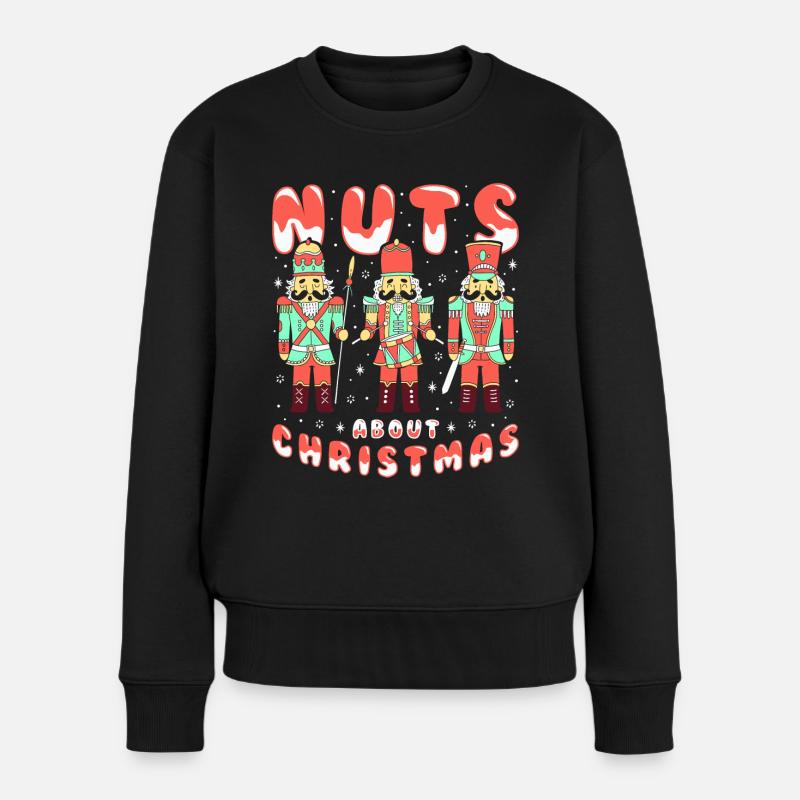 Nuts About Christmas - Frauen Premium Bio Pullover - Schwarz