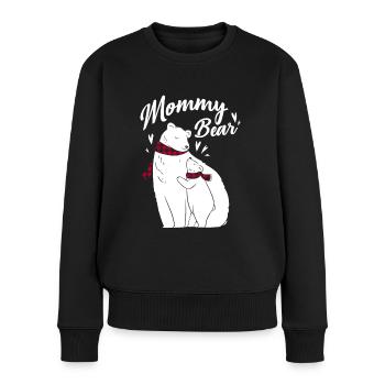 Mommy Bear - Frauen Premium Bio Pullover - Schwarz - Vorne - Julia (174cm)