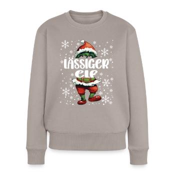 Weihnachtsoutfit Lässiger Elf - Frauen Premium Bio Pullover - Taupe - Vorne - Julia (174cm)