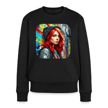 Cooles irisches rothaariges Mädchen - Frauen Premium Bio Pullover - Schwarz - Vorne - Julia (174cm)