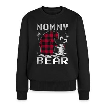Mommy Bear - Frauen Premium Bio Pullover - Schwarz - Vorne - Julia (174cm)