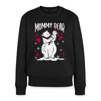Mommy Bear - Frauen Premium Bio Pullover - Schwarz - Vorne - Julia (174cm)