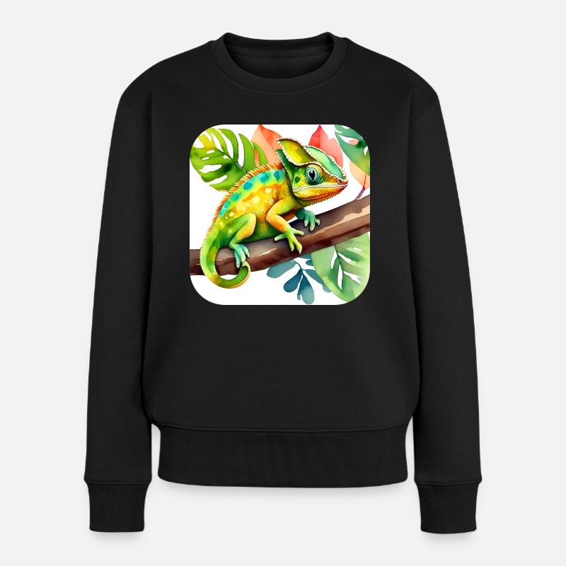 Süßes Chameleon - Frauen Premium Bio Pullover - Schwarz