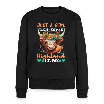 Juste une fille qui aime les vaches - Pull Premium bio Femme - noir - Devant - Julia (174cm)