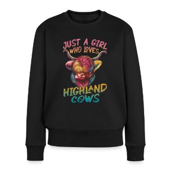 Juste une fille qui aime les vaches - Pull Premium bio Femme - noir - Devant - Julia (174cm)