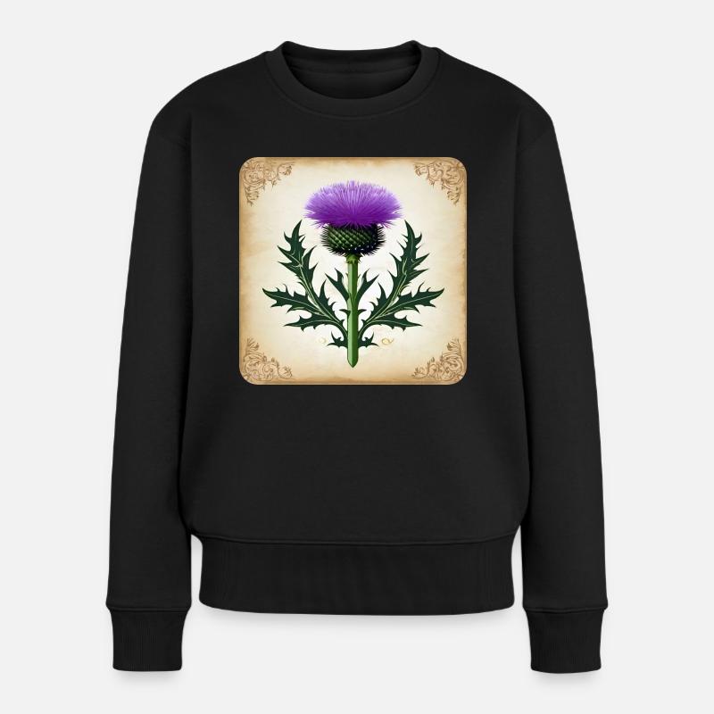 Distel als Wappen II - Frauen Premium Bio Pullover - Schwarz