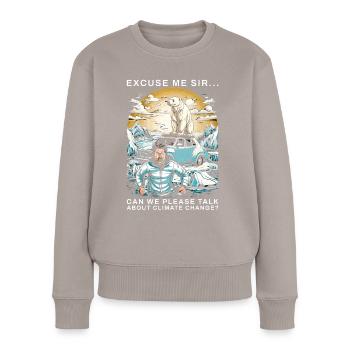 Climate Change Polar Bear - Frauen Premium Bio Pullover - Taupe - Vorne - Julia (174cm)