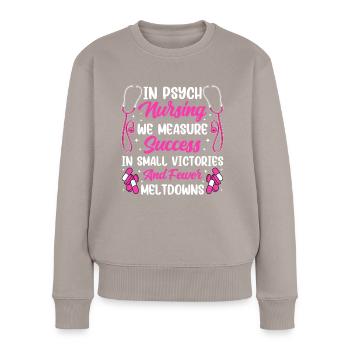 Drôle Psychiatrique - Pull Premium bio Femme - taupe - Devant - Julia (174cm)